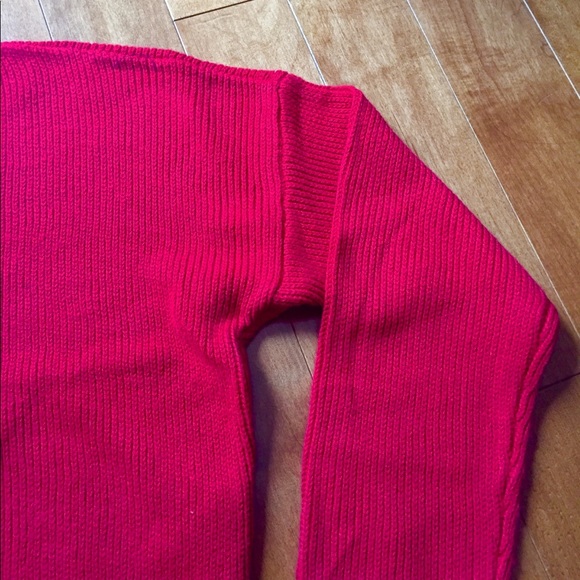 Hollister Cropped Red Sweater with White Stripes - Picture 2 of 4